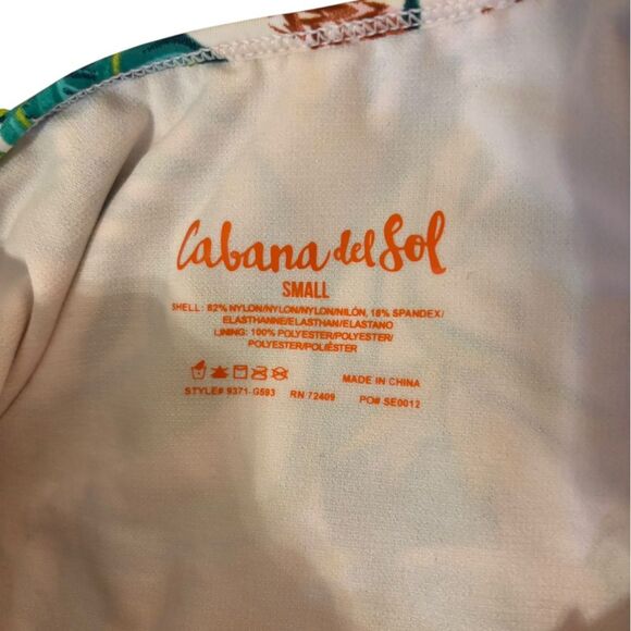 Cabana Del Sol One Piece Swimsuit Off the Shoulder Palm Floral Womens Small NWT - Picture 9 of 12